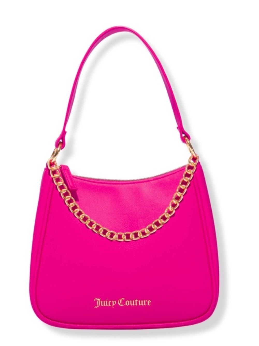Juicy Couture Neon Pink Shoulder Bag with Gold Chain